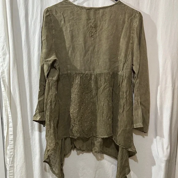 Young Threads Olive Embroidered Women's Top - Picture 8 of 8